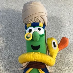 Vintage 2002 Veggie Tales Rare Archibald Asparagus Plushie and VHS